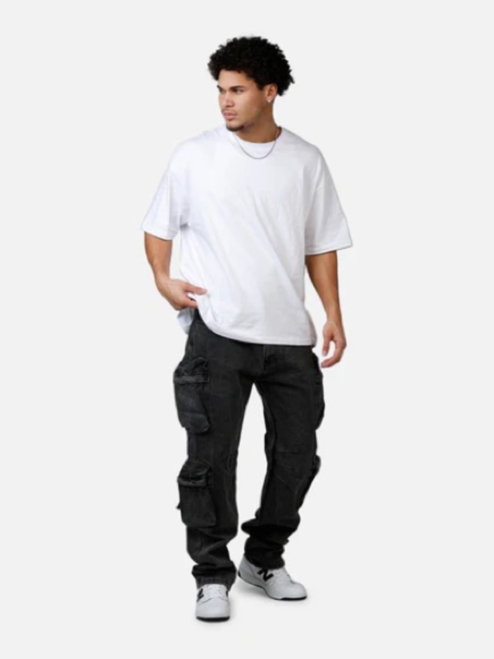 MNML Wide Bellow Loiter V709 size 40 Cargo Jeans Black